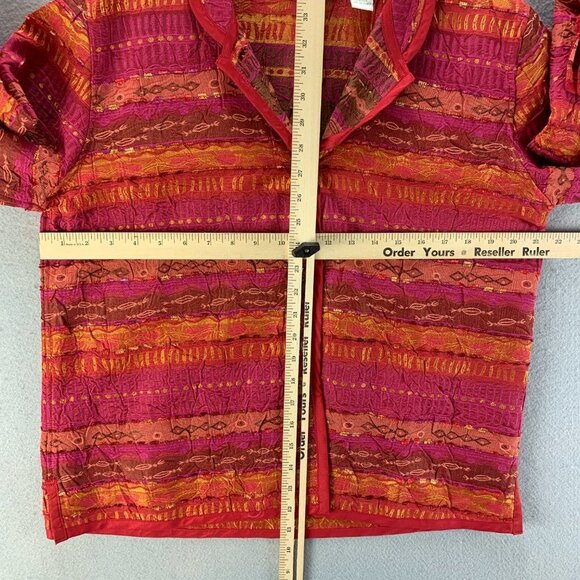 Orvis Womens Blazer Jacket Medium Red Orange Button Textured Polyester Casual - Picture 11 of 13